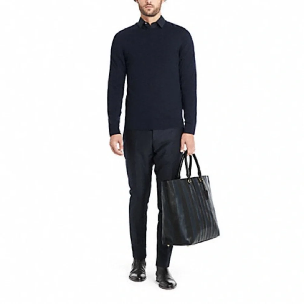 Limited Edition Coach Bleecker in Bar Stripe (Navy/Black) Leather F71213 - Picture 11 of 11